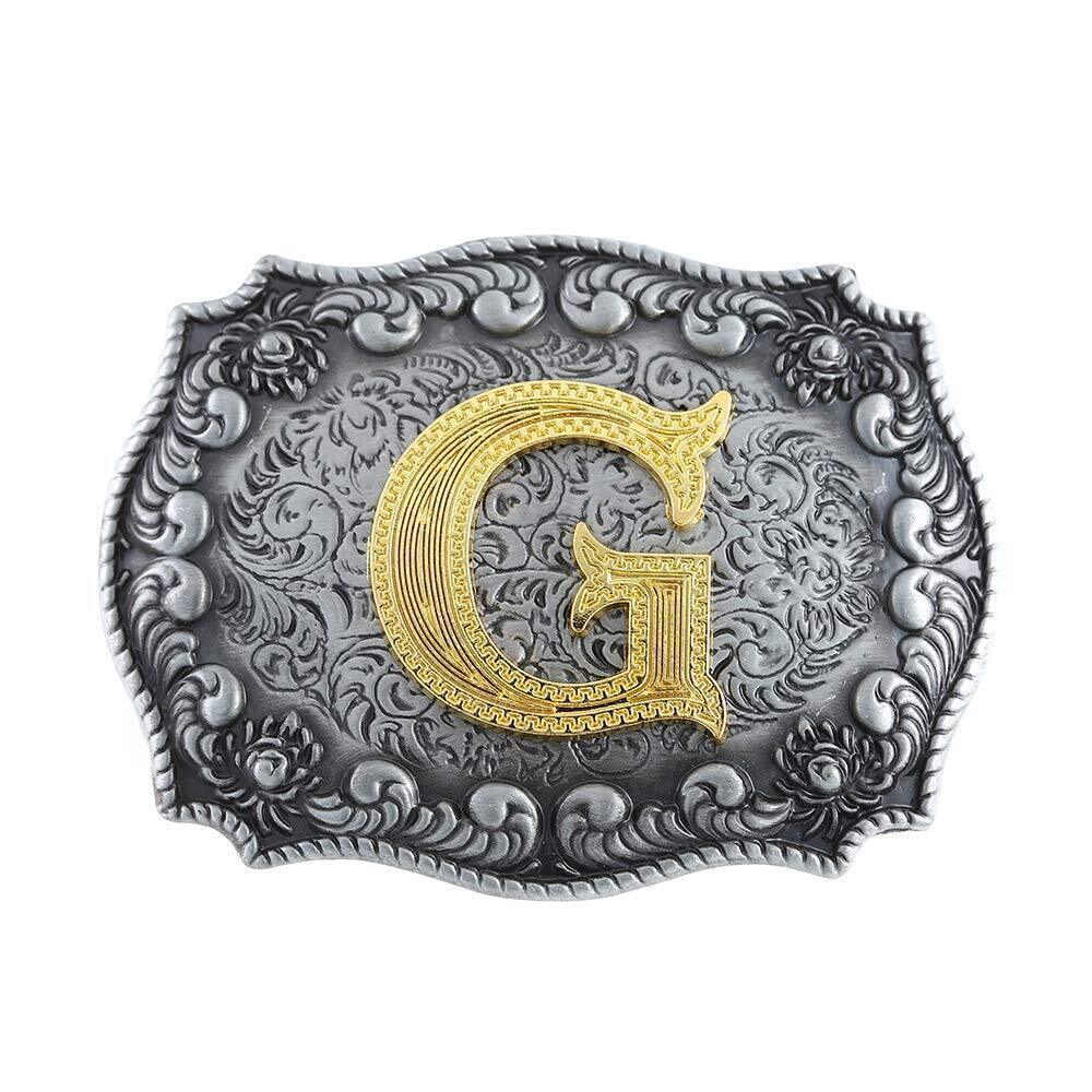 7387 Initial Belt Buckle Western Cowboy Handmade Metal Belt Buckle Small G